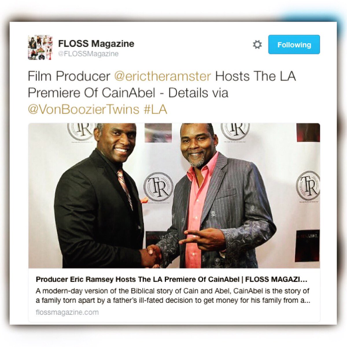 VonBoozierTwins's tweet image. [TRENDING] FILM PRODUCER  @ERICTHERAMSTER HOSTS THE #LOSANGELES PREMIERE OF CAINABEL!... instagram.com/p/BFmzPjHAwHw/