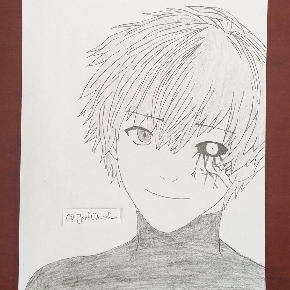 JRTiben's tweet photo. A quick drawing I did of Kaneki Ken from a panel of one of the latest Tokyo Ghoul:re manga chapter #TokyoGhoul https://t.co/sacYvBwVa5