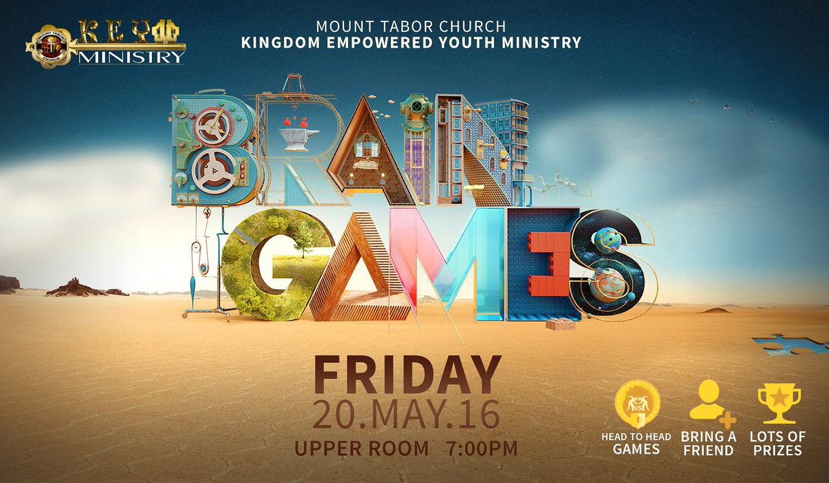 keyminmtc's tweet photo. It's going down this Friday night at @mttaborchurch ,  BRAIN GAMES! #keyminmtc #YouthMinistry #mttaborchurch https://t.co/qtG7HdLL3K