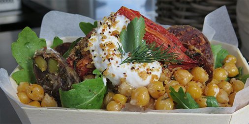 This salami &amp; chickpea salad with whipped feta is both super tasty &amp; super satisfying! ow.ly/vm7B300lKog