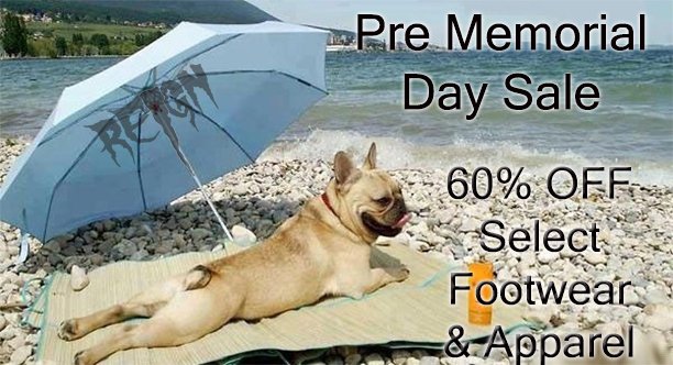Reign_Skate's tweet photo. Reign Pre Memorial Day Sale starts tomorrow, goes all weekend. 60% off Footwear &amp; Apparel. PLUS more https://t.co/7tiFFbEI3a