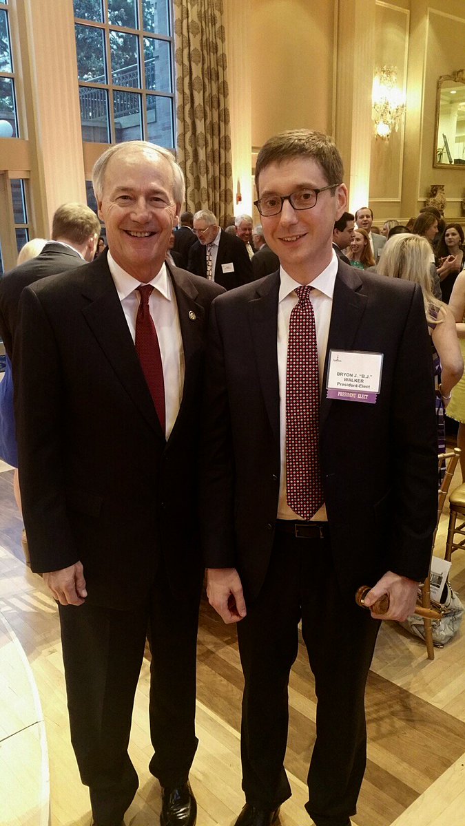BJ Walker and <a href="/asahutchinson/">Gov. Asa Hutchinson</a> enjoying the Pulaski County Bar Association reception and dinner.