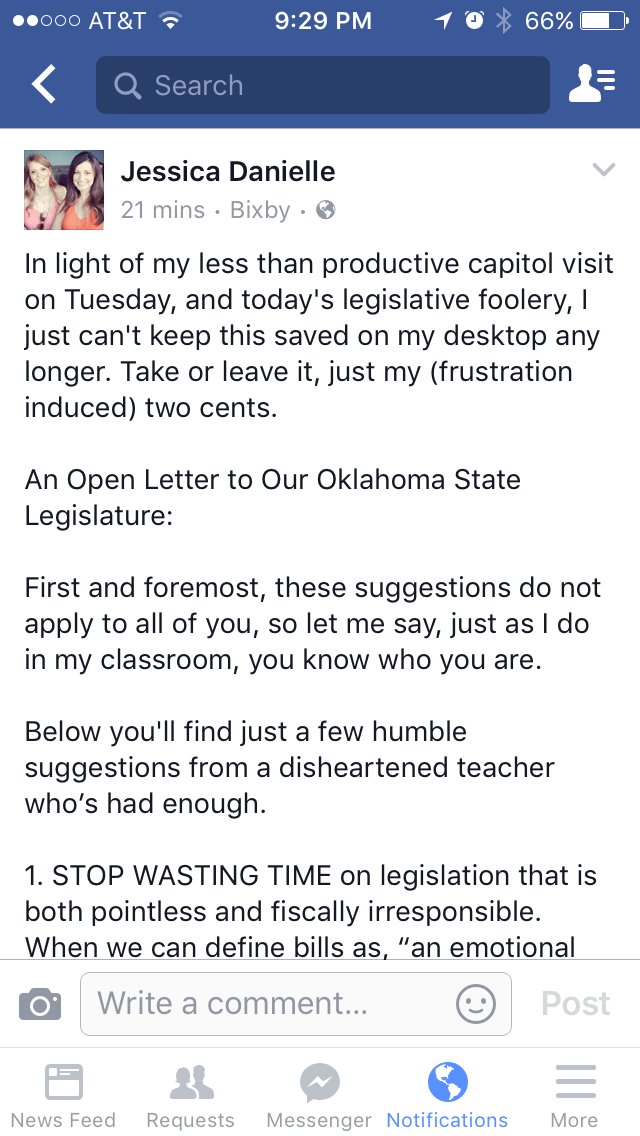 okeducation's tweet photo. A Teacher's Open Letter to Legislators #oklaed #OKElections2016 #DoSomethingOK https://t.co/cWtIdyYc8H https://t.co/Ku3uUagG5W