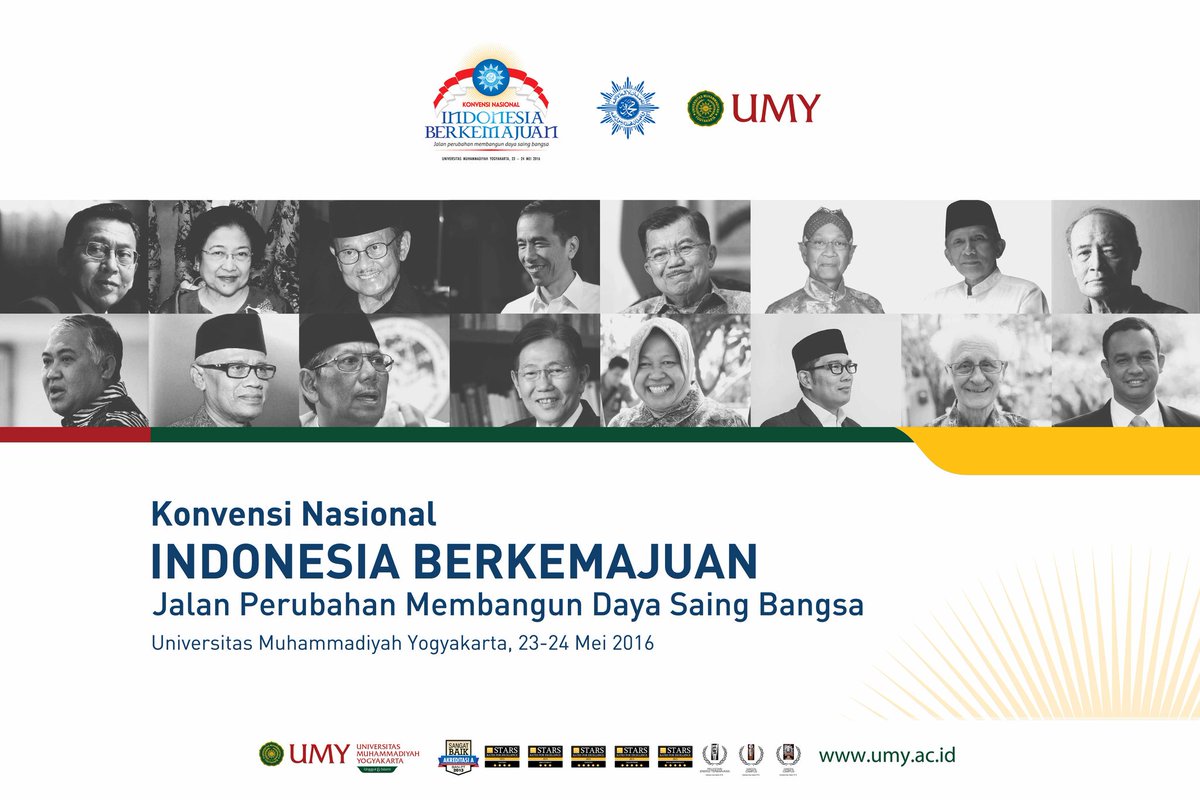 Konvensi Nasional Indonesia Berkemajuan
<a href="/muhammadiyah/">Muhammadiyah</a> &amp; <a href="/UMYogya/">UMY</a>
23-24 Mei 2016
#KNIB #HariKebangkitanNasional