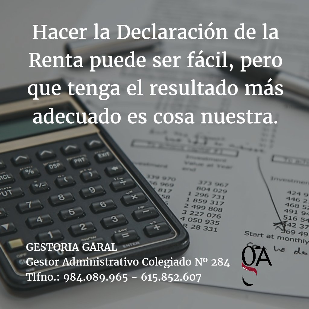 garalgestoria's tweet image. Hacer la Declaración de la Renta puede ser fácil, pero que tenga el resultado más adecuado es cosa nuestra.