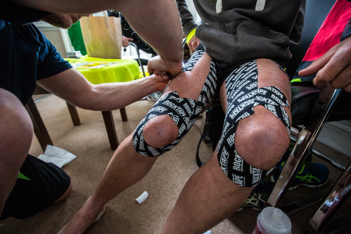 Start of Day 8 @BrathayRunning runners being held together by Rock Tape. facebook.com/BrathayRunning… <a href="/tri2hellandback/">To Hell & Back</a>