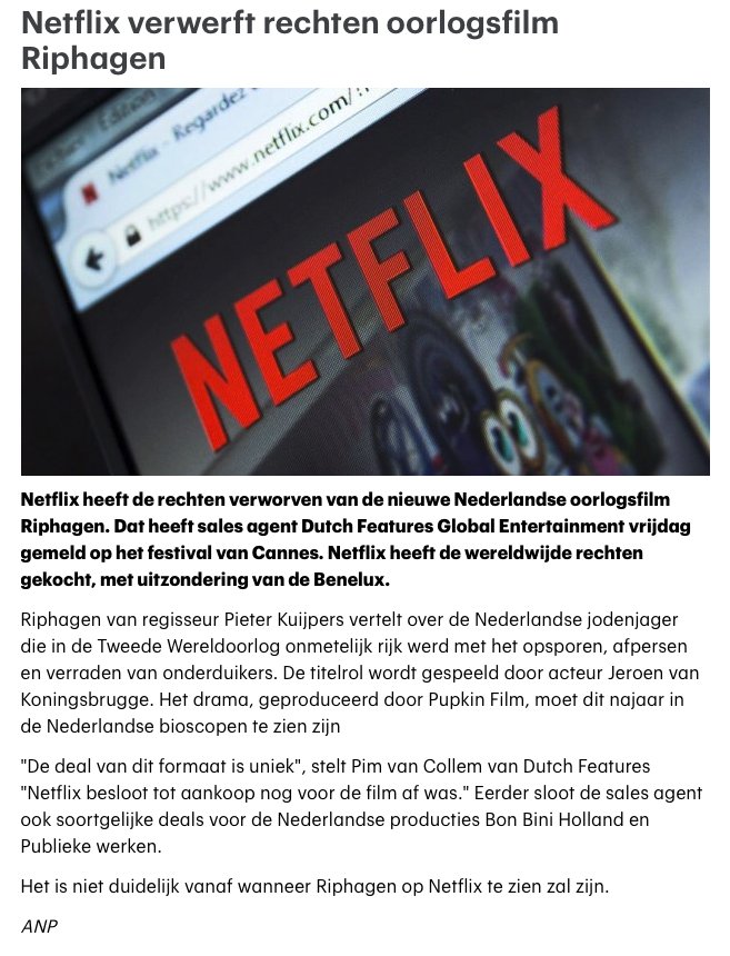 Groot nieuws: Netflix verwerft wereldwijde rechten Riphagen!