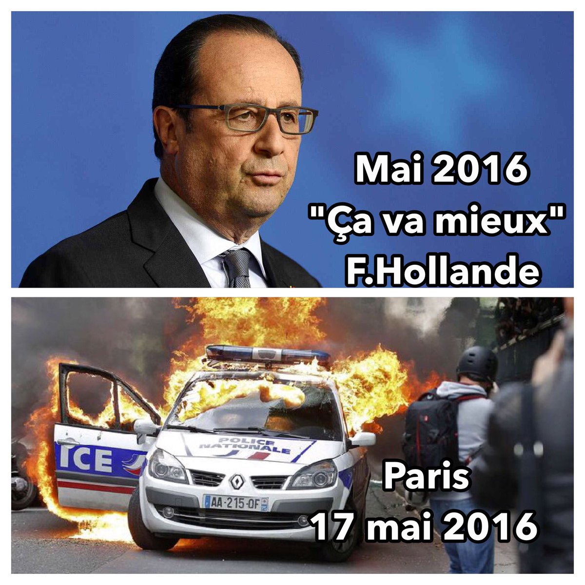 #cavamieux !!!
#HollandeDemission #Hollande #manifpolice #casseurs #manifestation