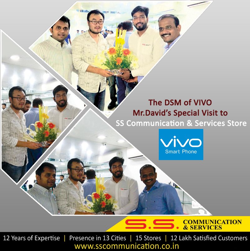 SS_Comunication's tweet photo. Special visit of MR. DAVID, DSM of #Vivo 
to one and only #SScommunication &amp; services store!
Thank you Sir! https://t.co/6t6h2uMbI0