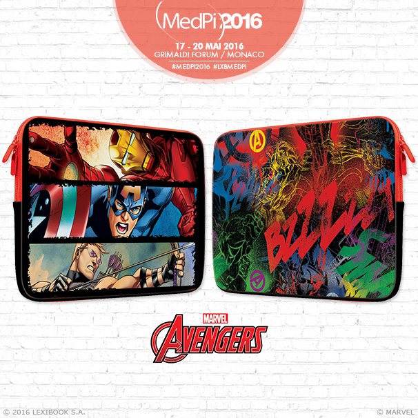 LexibookCom's tweet photo. Vraiment top cette pochette néoprène pour tablette ! #Avengers #LXBMEDPI #MEDPI #MEDPI2016 https://t.co/R7EKLpXyDX https://t.co/E1j3onXTfM