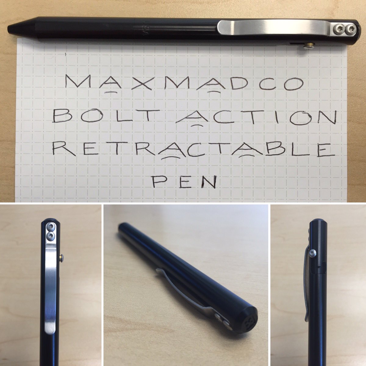 MAXMADCO Bolt Action Retractable Pen in lightweight aluminum: perfect for a shirt pocket #pens #ppf