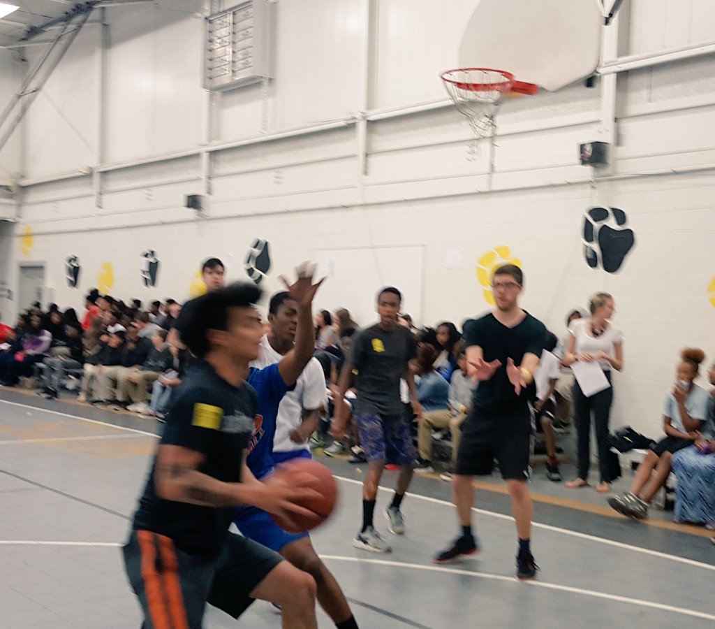 kathyfthompson's tweet photo. Tchrs dominate until semis in @HilsmanPanthers 3on3 tourney to raise $ for @FoodBankNEGA @Food2Kids #ballin #skills https://t.co/qNCzWFYVYN