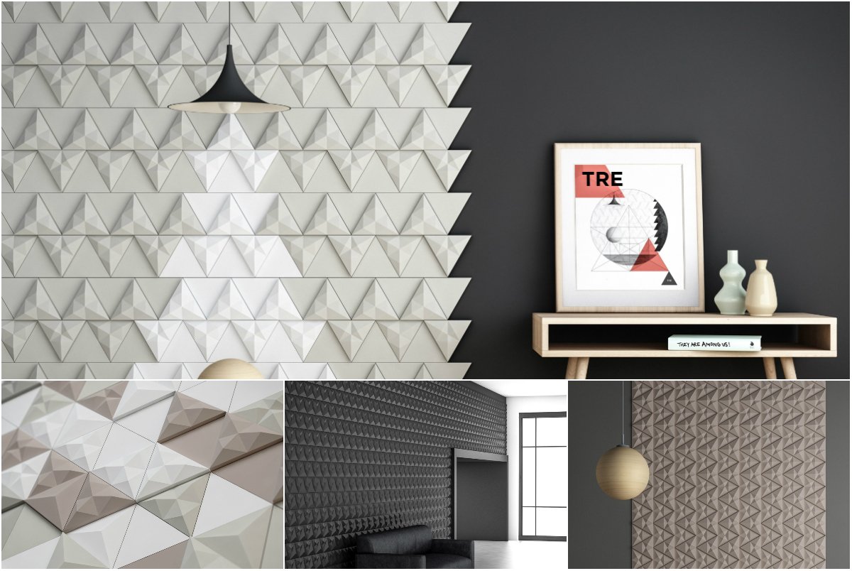 WInteriorsNews's tweet image. A series of 4 distinct faceted triangular tiles. Tre by @NextShip bit.ly/1WGpl0W