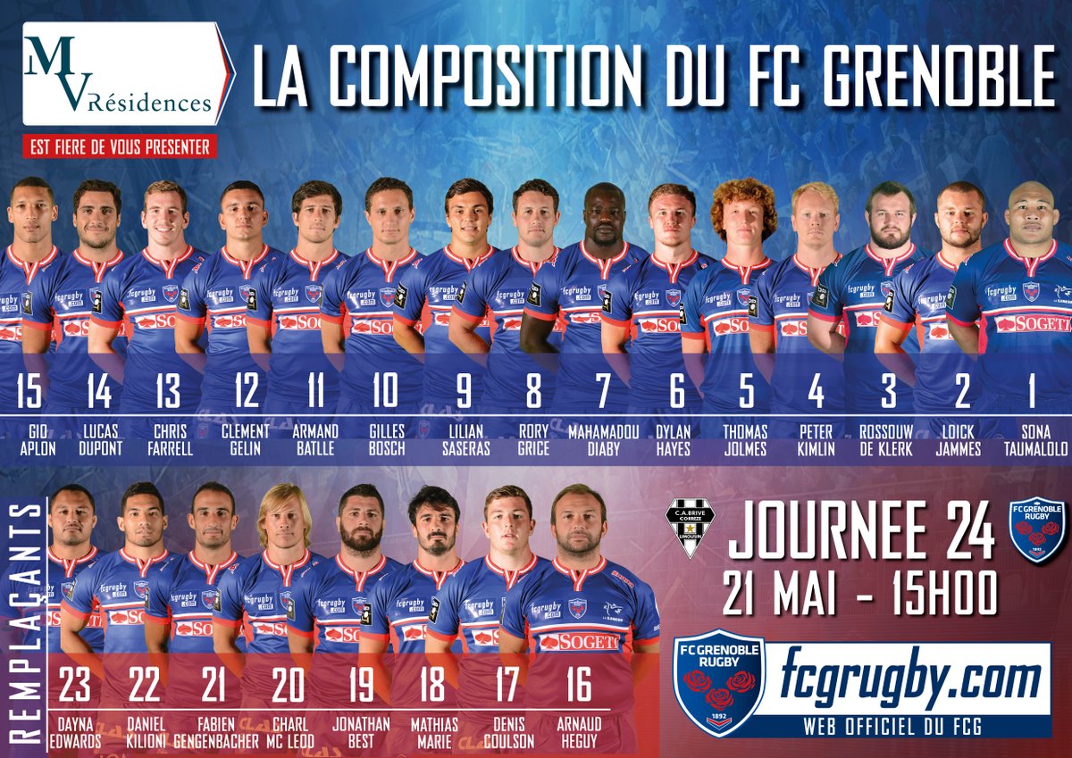 FCGrugby's tweet photo. Et voici la compo du #FCG pour le match à Brive ! https://t.co/GX86IFHiA9 #CABFCG https://t.co/oaDoa88NoB