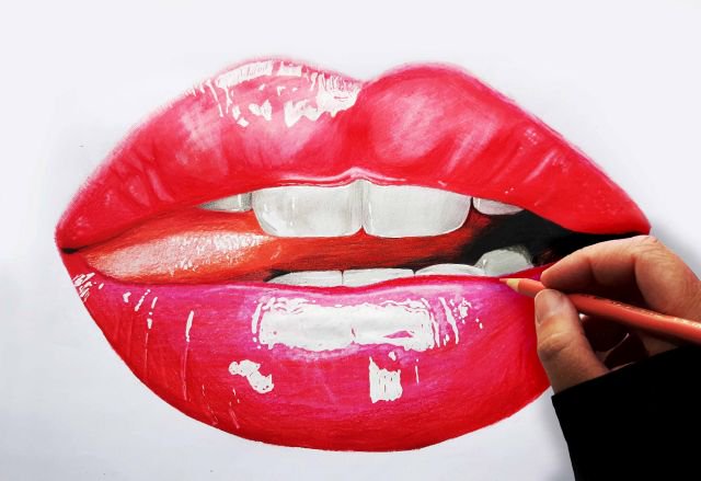 Glossy Lips Drawing by jennaportraitartist on DeviantArt