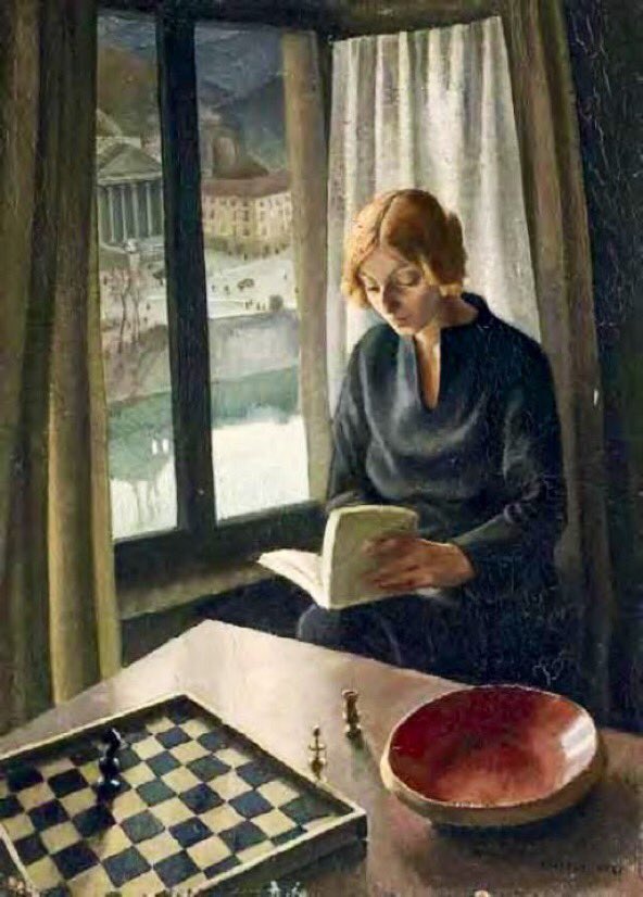 arttodaylondon's tweet image. #INTERIORS: "Interior" #LuigiGigiChessa c.1921 Love the external #view &amp;amp; muted palette to convey ponderance... #Art