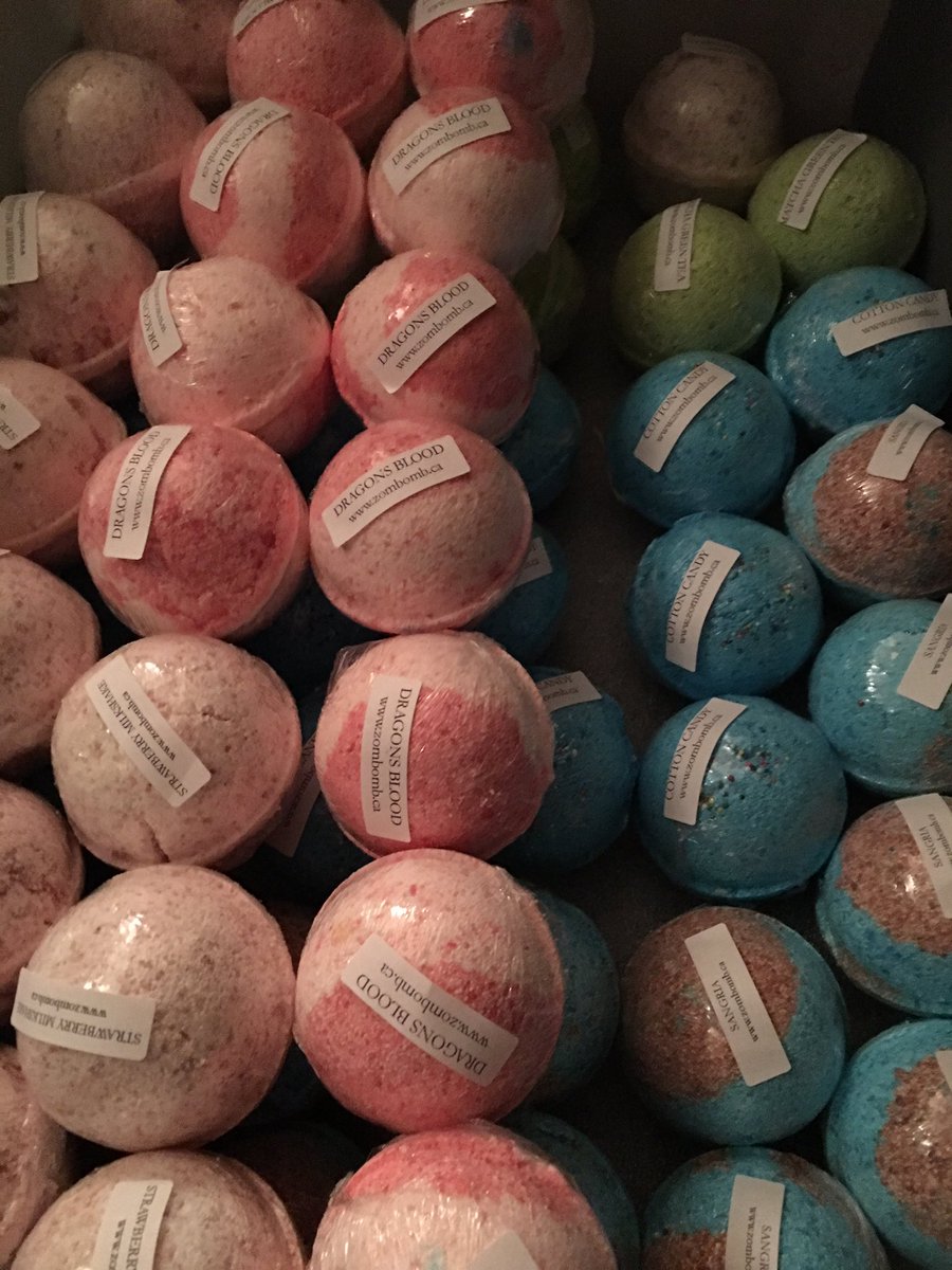 Zombombs's tweet photo. Packing everything up for tomorrow. Bath Bombs rule! #zombie #friday #yeg #bathbomb #bath #beauty #oldstrathcona https://t.co/mobVdbmTOq