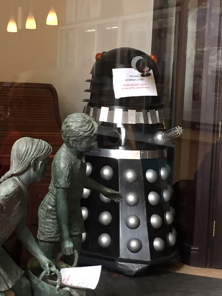 Copability's tweet image. View from this mornings Cockermouth Coffice..."Do not touch or you will be exterminated!"  Love it. #darleks #drwho