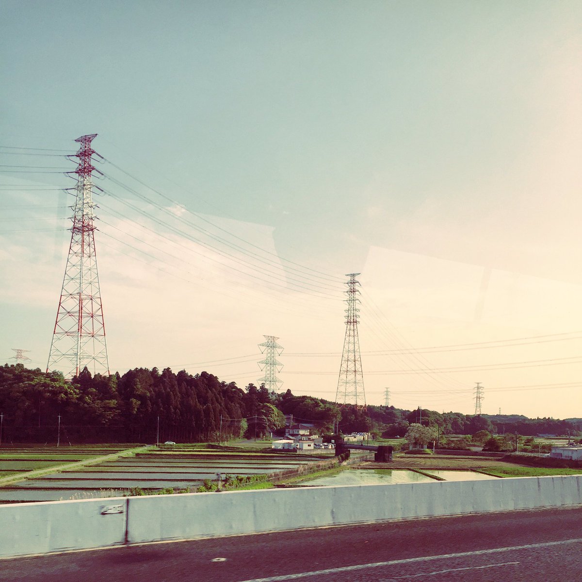guitarsaurus's tweet photo. #latergram rice patties &amp; power lines outside Yokohama #jetlaggedaf https://t.co/27LCVF4Vkx