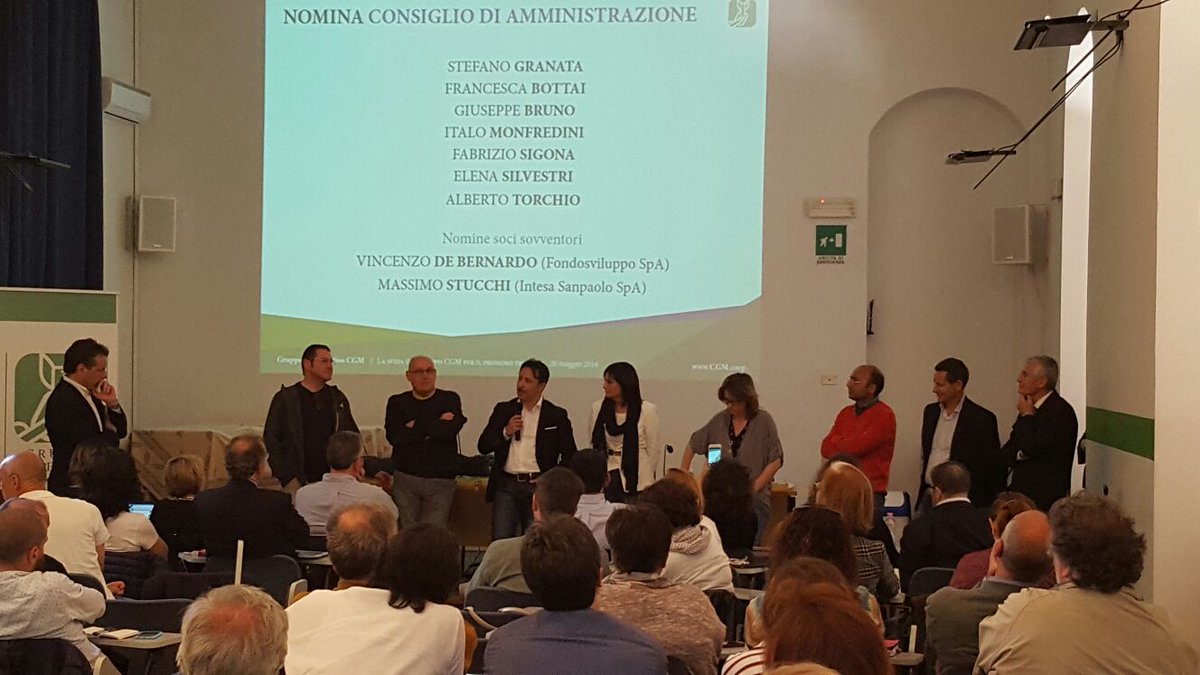 Le nuove nomine del CDA di CGM.
#Granata #Bottai #Bruno #Monfredini #Sigona #Silvestri #Torchio #DeBernardo #Stucchi