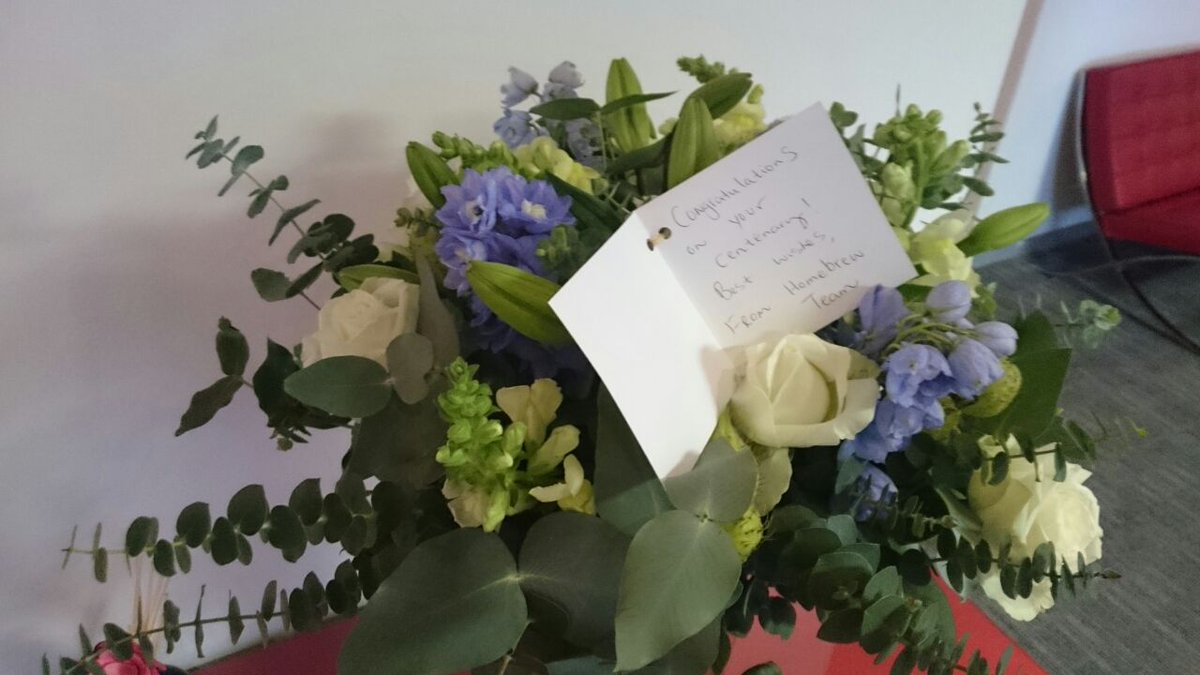#HG100: 'n Groot dankie aan die #Homebrew-span vir die pragtige verjaardagblomme!