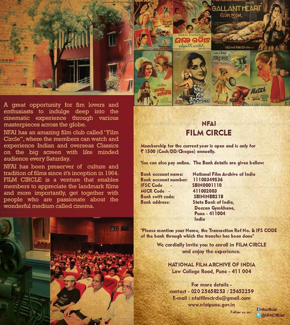 NFAIOfficial's tweet photo. Come join NFAI #FilmCircle.Watch Indian & foreign classics evry Sat at 6pm at NFAI @PIB_India @MIB_India @DDNational https://t.co/0hyLLjoAGL