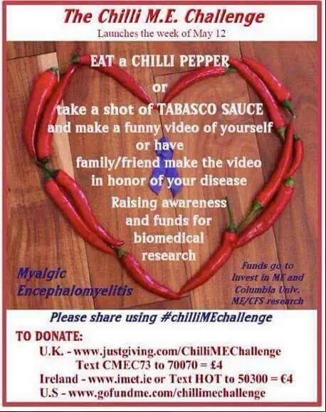 JadeThomson17's tweet photo. @lemontwittor please take part in the #chilliMEchallenge for charity raising awareness &amp; funding for ME/cfs research https://t.co/pyN2CFiHfn