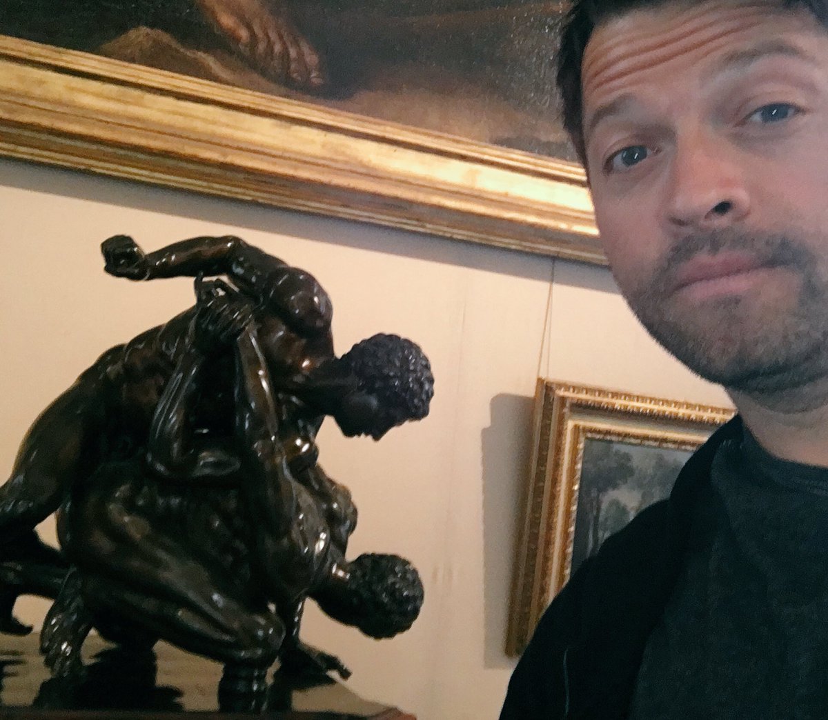 mishacollins's tweet image. We are here in Rome for #JIBCON7 and a fan made this incredible sculpture of @dicksp8jr &amp;amp; @RobBenedict