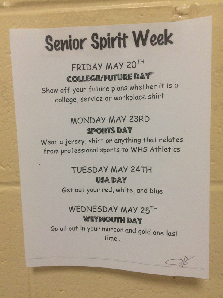 HOPE YOURE ALL READY FOR SPIRIT WEEK