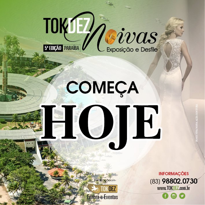 tokdez's tweet photo. Veja a PROGRAMAÇÃO https://t.co/TyEErz2MKm
A 5ª TOK DEZ NOIVAS da Paraíba começa às 14h, no Hotel Tropical Tambaú! https://t.co/ttsUpJEsjs