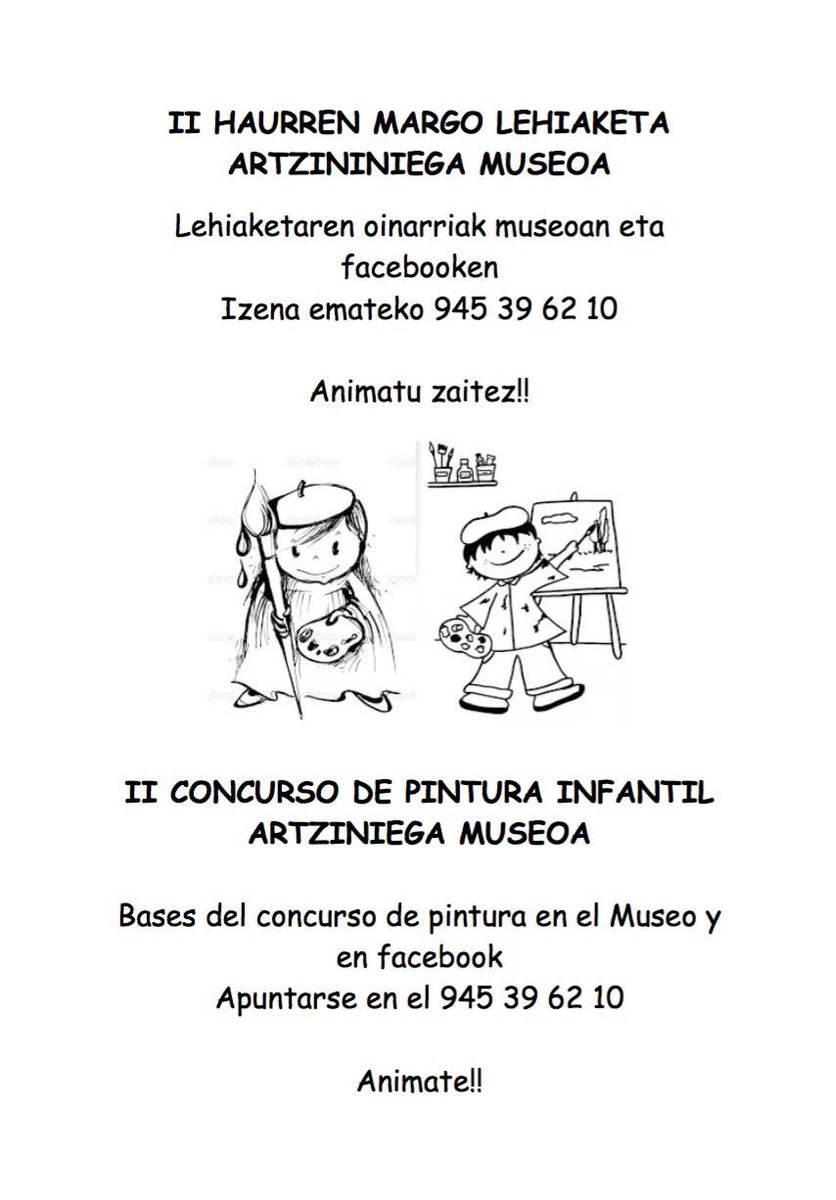 Igandean "Artziniega Hiribilduko" XIX. Margo Lehiaketa eta II. Haurrentzako Margo Lehiaketa #ArtziniegaMuseoa-n