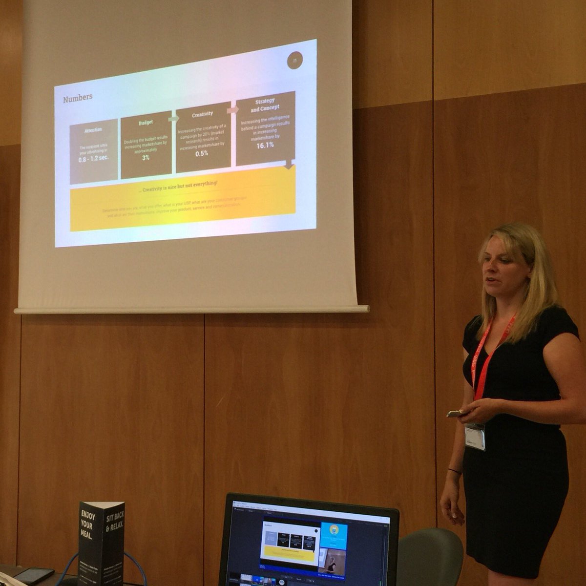 AngelZinsel's tweet photo. "Try harder knowing your audience, you will be rewarded" @elisasophia At #jab15. https://t.co/3rlnuOOsig
