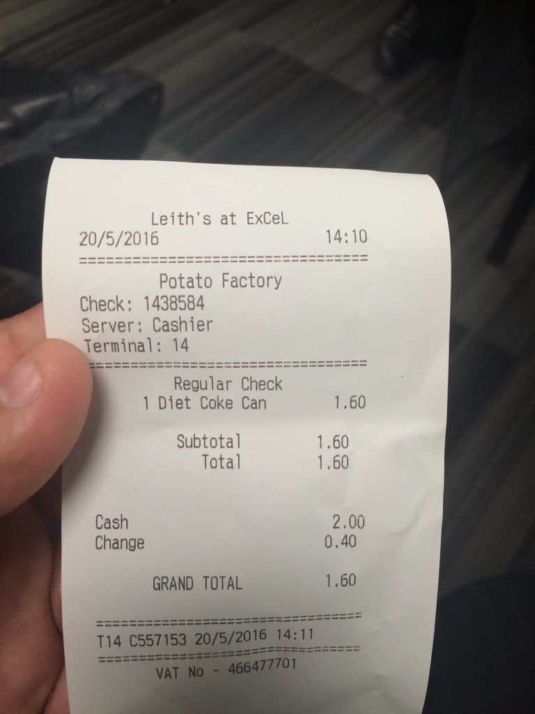 Here's my receipt for that particular transaction #ripoff #leiths