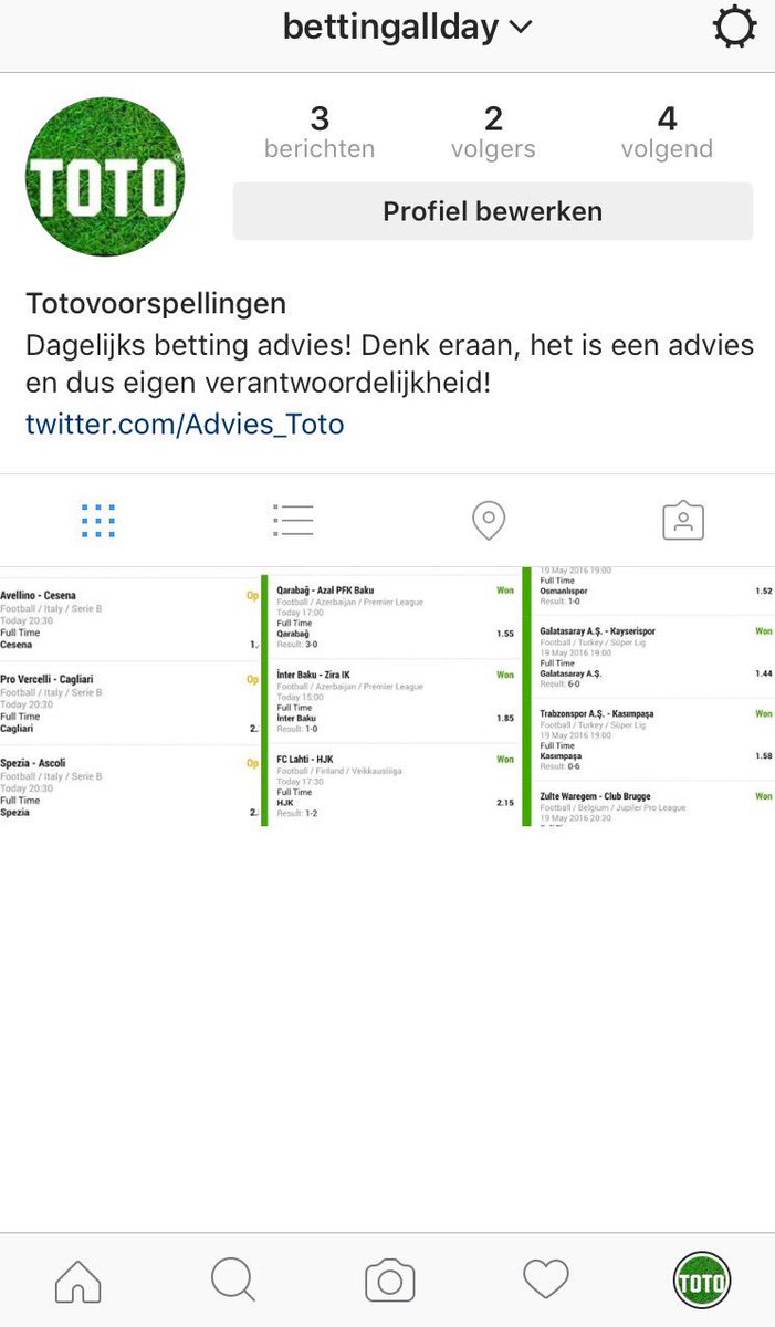 Advies_Toto's tweet photo. Volg ons ook op Instagram! #totovoorspellingen #betting #instagram https://t.co/zKwQLdrssB