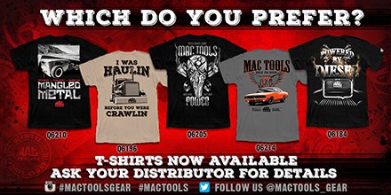 JoinMacTools's tweet image. #MacTools #TSHIRTS now available.  Which do you prefer?  Ask your distributor for more info! #MacToolsGear.