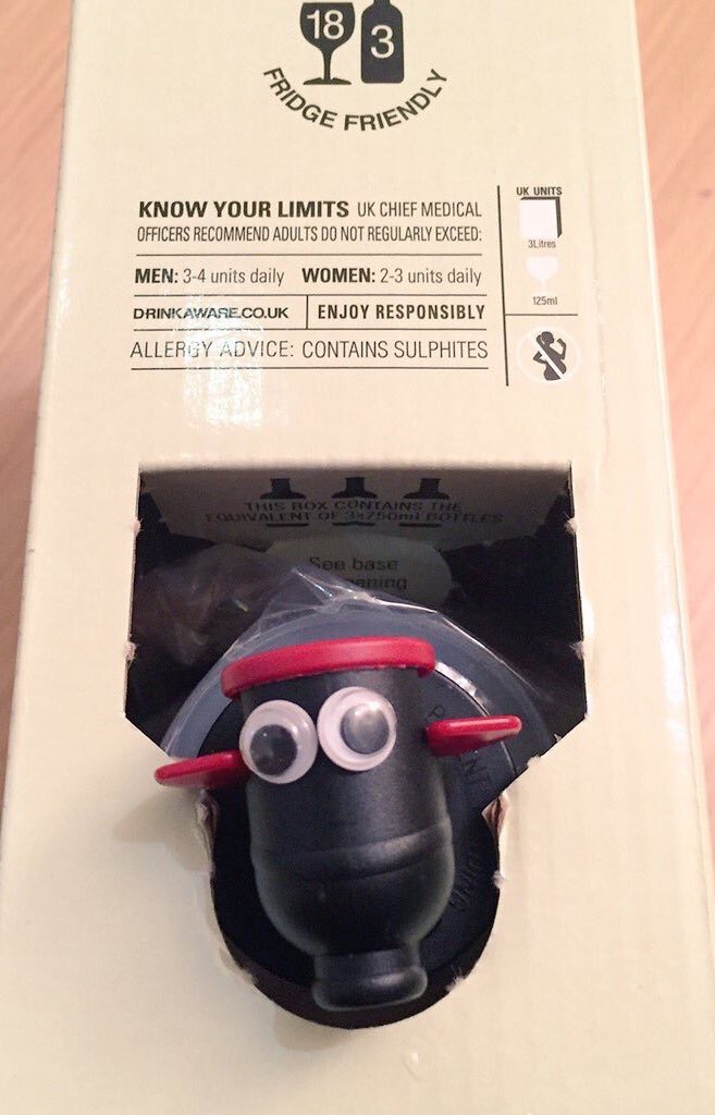 Pandamoanimum's tweet image. It&apos;s Friday night. So again here&apos;s a wine box I turned into Shaun the Sheep.