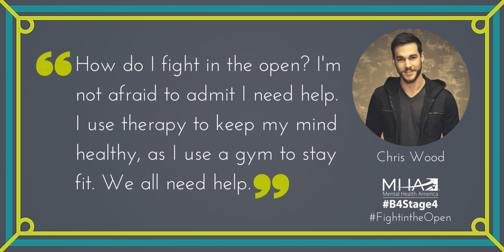 Thanks so much for choosing to #FightintheOpen, <a href="/ChristophrWood/">🫶🏻</a>! Looking forward to #MHAConf16! #Chat4MentalHealth