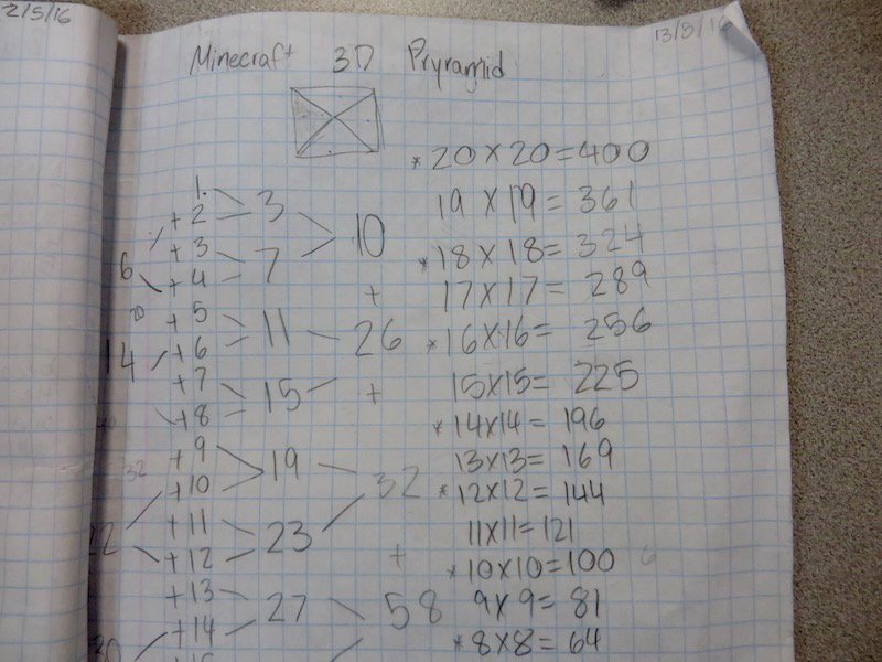 Julie_Lankford's tweet image. How many stacks of blocks needed for 20X20 square-based pyramid? #MinecraftEdu #LISlearning #pypmaths #mathinquiry