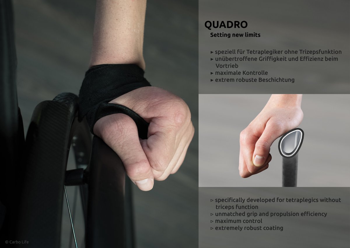 CarboLife1's tweet photo. QUADRO - our new pushrim for quadriplegics without triceps function! 
It will be available as of May 26. #nolimits https://t.co/kUlbYkZoQJ