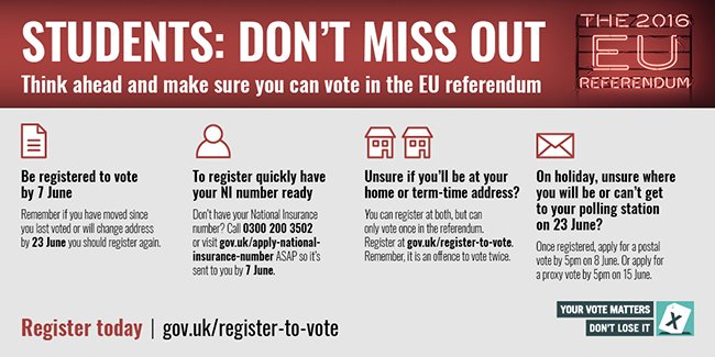 Are you registered to #vote? You have until the 7th of June to register for the #EUreferendum