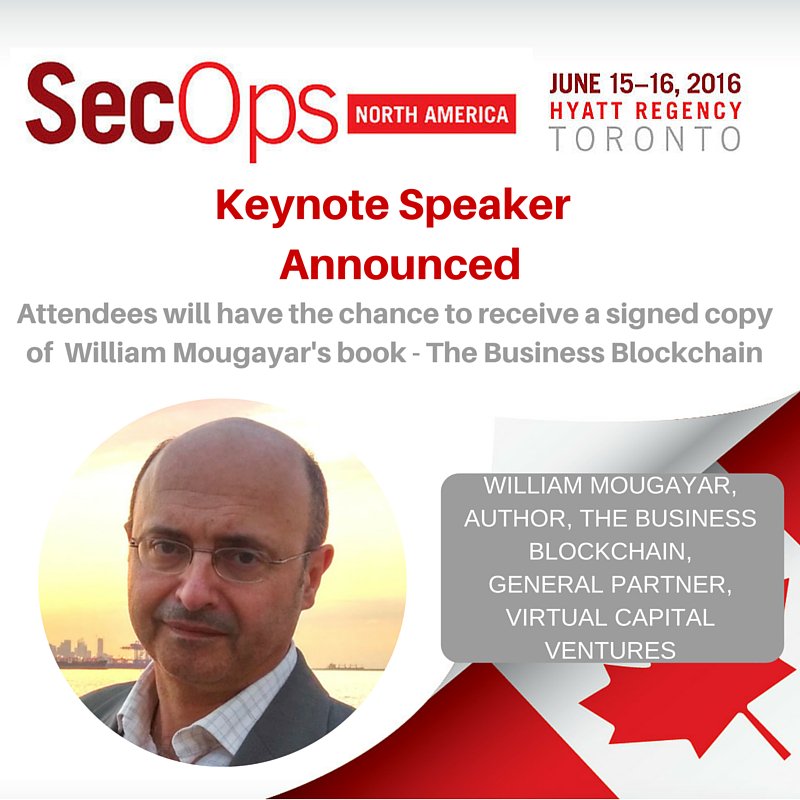 FTFMaureen's tweet photo. #FTFSecOps keynote @wmougayar to talk about what #Blockchain means for your #operations https://t.co/8YH8CZDOIo https://t.co/FBYkrys3ye