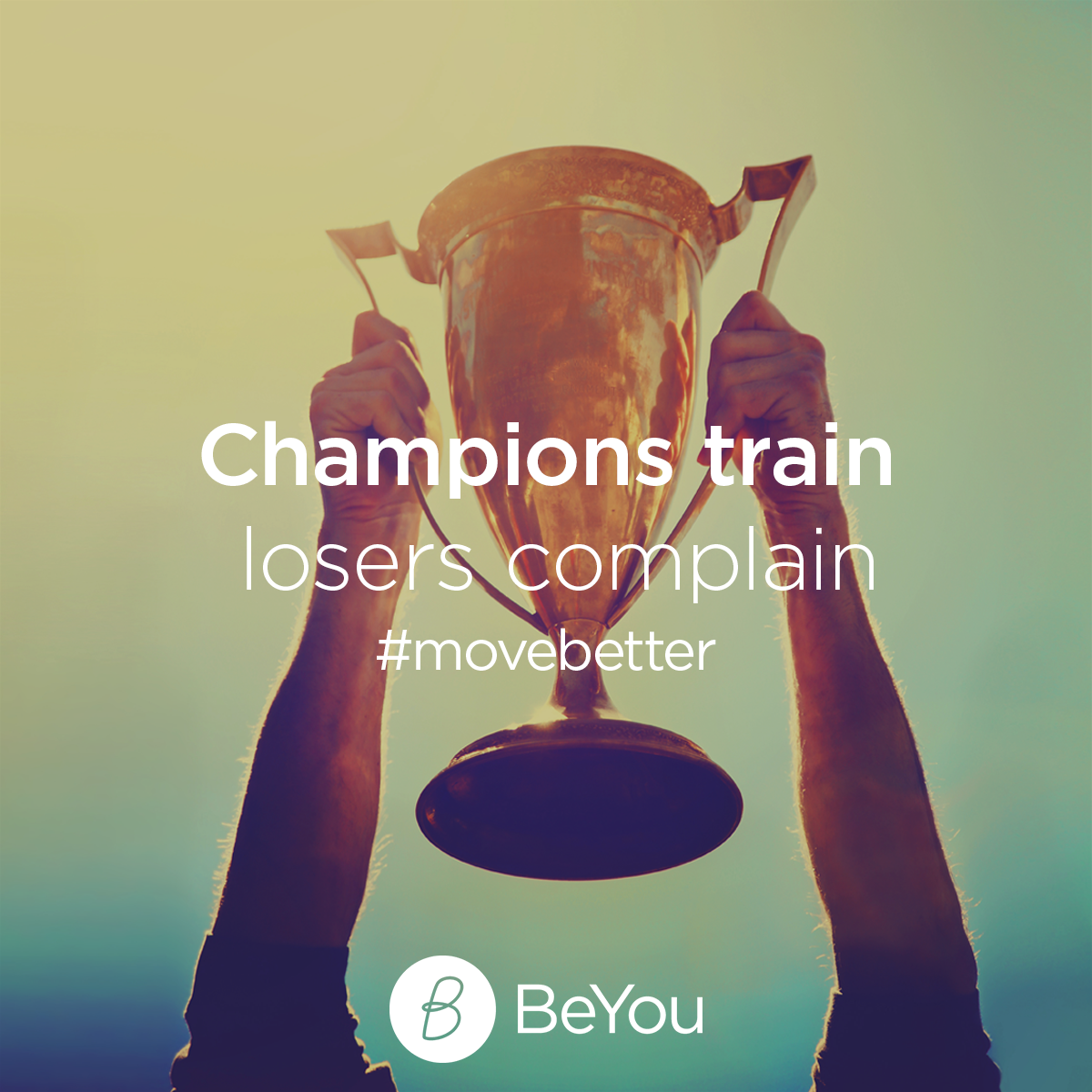 BeYouCoachApp's tweet photo. Champions train, losers complain.
#movebetter #feelbetter #motivation #champion #beyouapp #winner #wellness https://t.co/nYbsiLp4xs