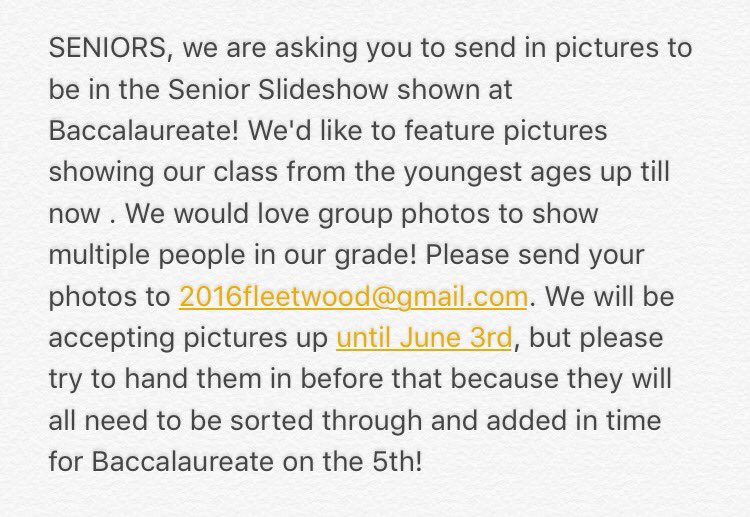 ATTENTION SENIORS