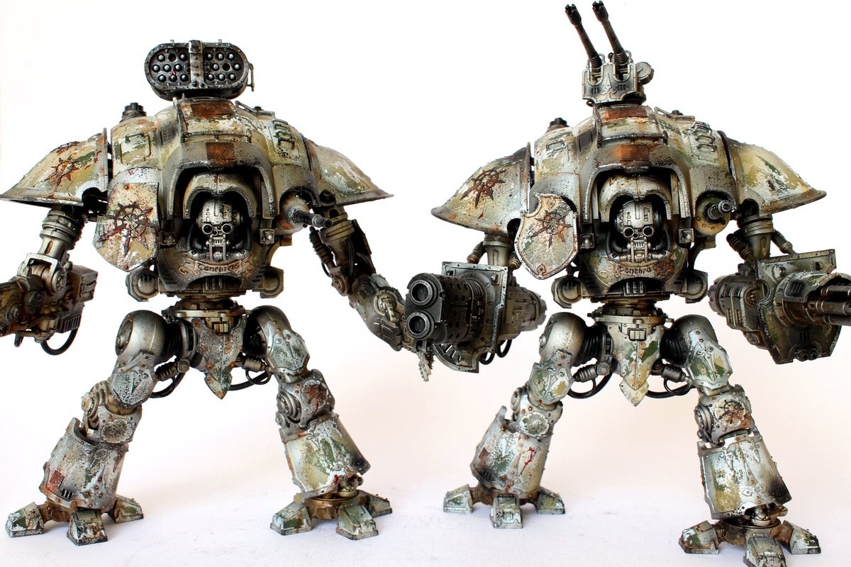 thirdeyenuke's tweet photo. WIP photo of a pair of Imperial Knight Renegade. All finished now thoug, so should have photos tomorrow. https://t.co/cGxU6cyqDg