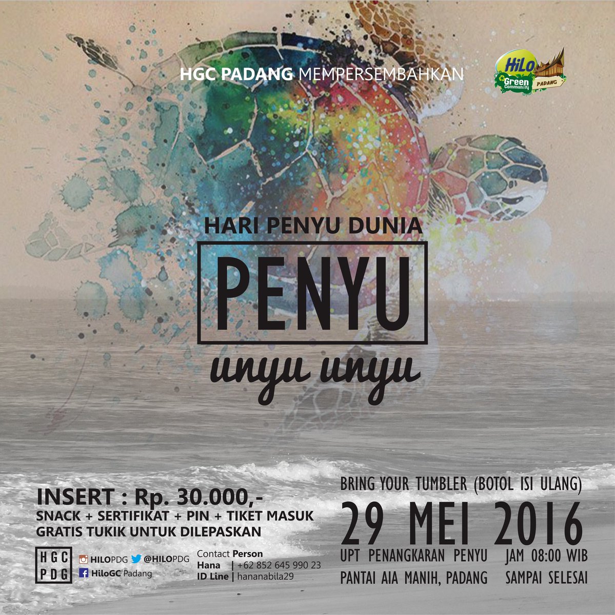 Untuk memperingati Hari Penyu Dunia. Come join HGC Padang dalam Aksi Penyu Unyu Unyu. #penyu #padang #greenbooster