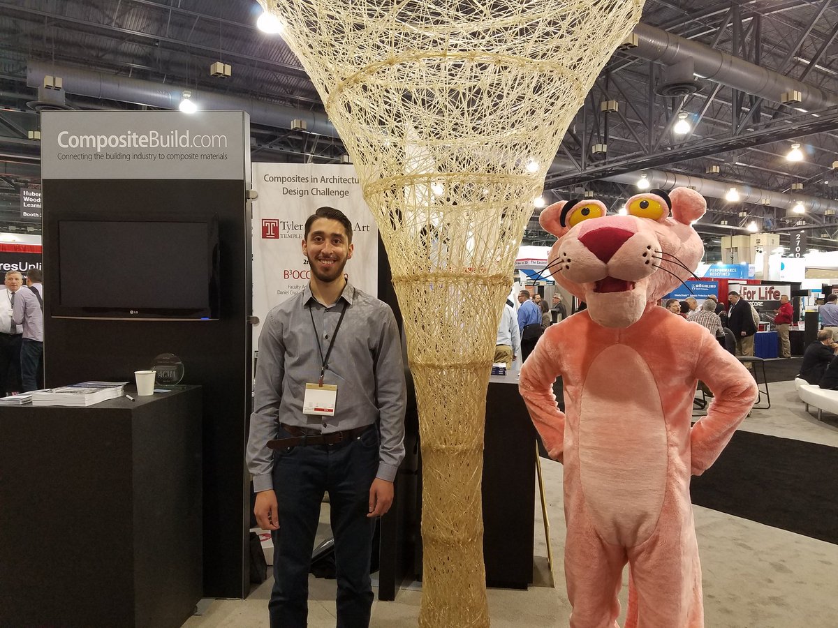 CompositeBuild's tweet image. Pink panther sighting at #compositespavilion - with Daniel from @TUArchitecture #AIACon16