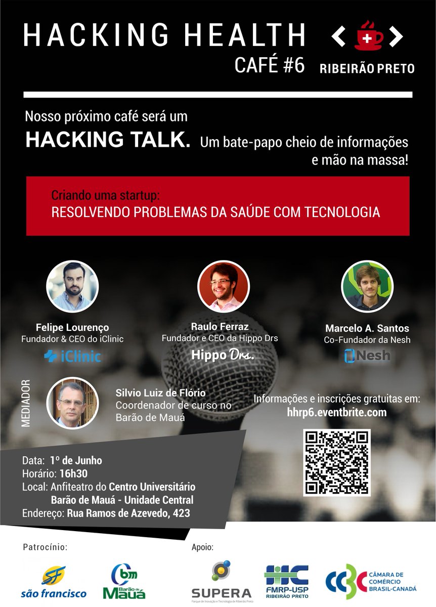 hackinghealthRP's tweet photo. Dia 01/06 teremos mais um Café! Um bate-papo com empreendedores da  #saúde. https://t.co/HMiHHAi6HA  #inovação #tech https://t.co/XG4mcAuSym