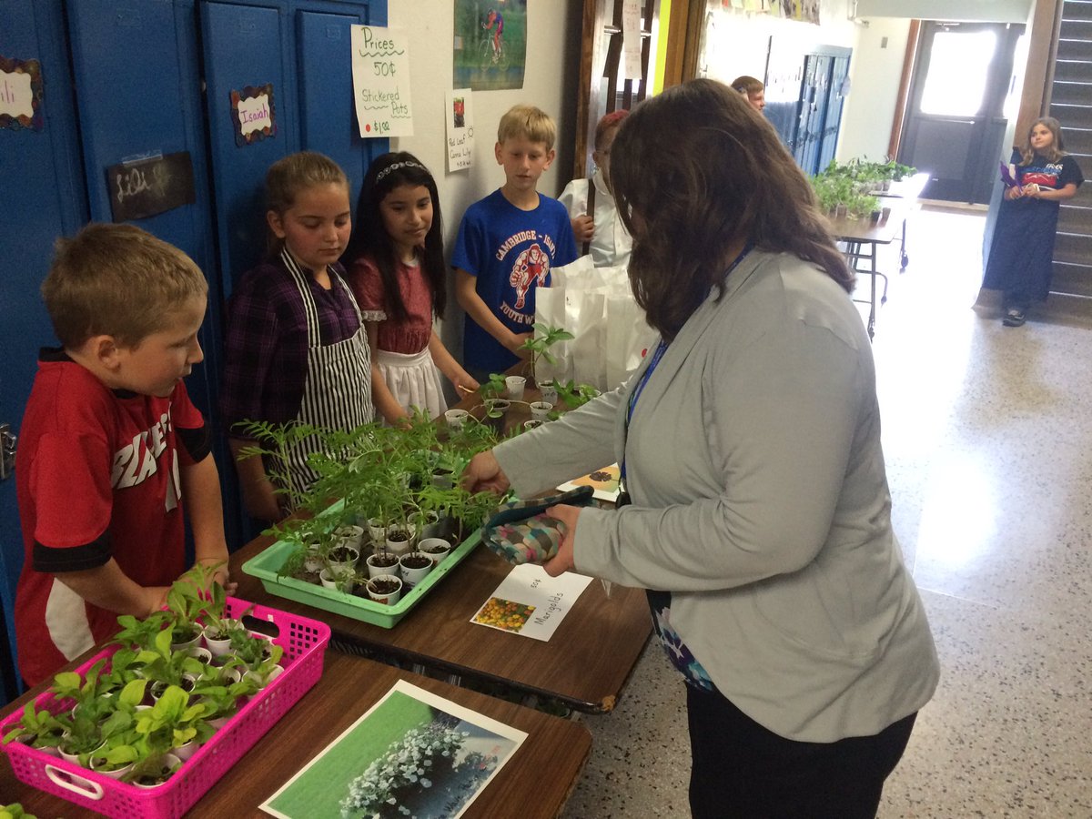 Mrs. Jaeger's 3rd grade  students conduct an annual plant sale. They grew flowers and veggies plants from seeds.