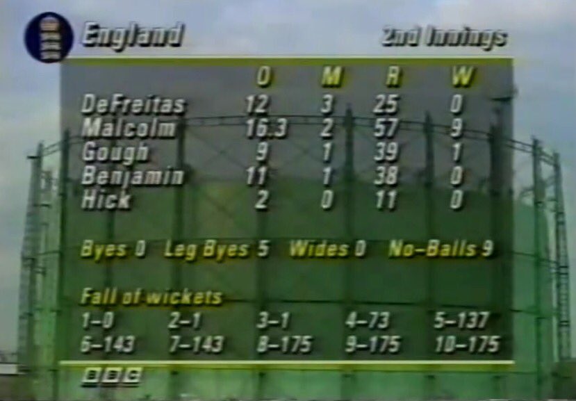 80s90sCricket's tweet photo. Not a bad day at the office for Devon Malcolm. @DGoughie had to spoil it though!! https://t.co/LRWHzZVm87