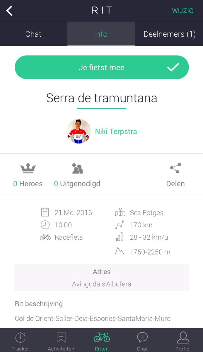 NikiTerpstra's tweet photo. Tomorrow I start my last Mallorca training from here.Wanna join me on the #CycleWE ride?10:00rad-salon Playa de Muro https://t.co/ZNgZ93NWbX